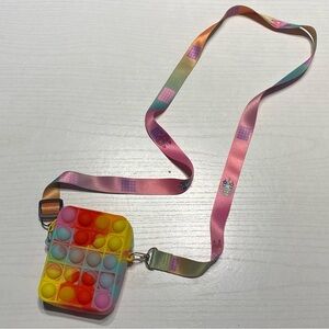Colorful Pop It Crossbody Bag or Pouch on a Lanyard Silicone Adjustable Strap